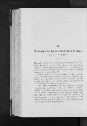 III. Beobachtungen über das Alter des Segeberger Gypsstockes.