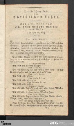 Die fünf Hauptstücke der Christlichen Lehre.