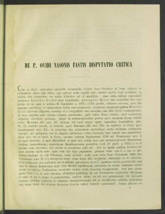 De P. Ouidi Nasonis fastis disputatio critica