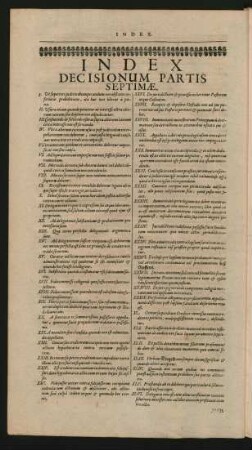 Index Decisionum Partis Septimae