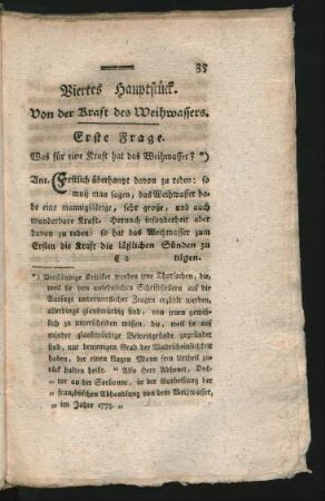 Viertes Hauptstück. Von der Kraft des Weihwassers