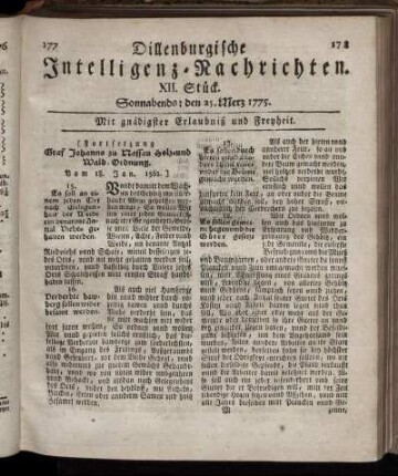 Sonnabends: den 25. Merz 1775.