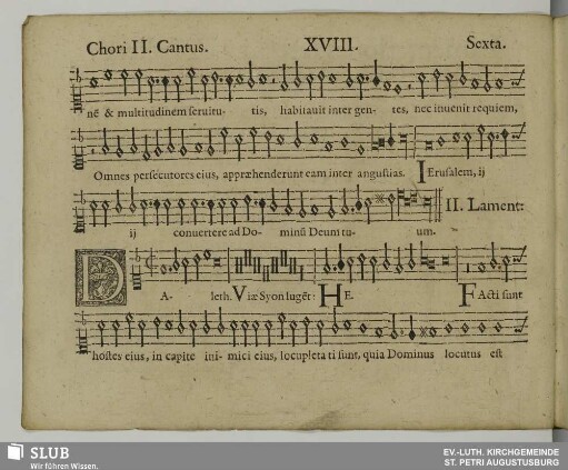 XVIII. II. Lamentatio: Daleth viae Sion lugent