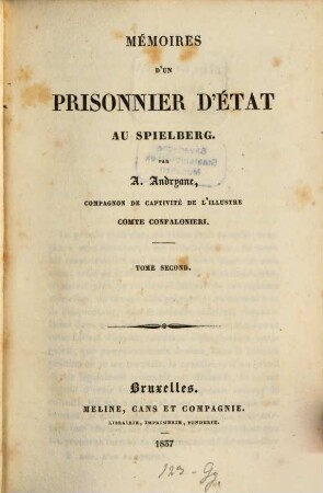 Mémoires d'un prisonnier d'état au Spielberg, 2