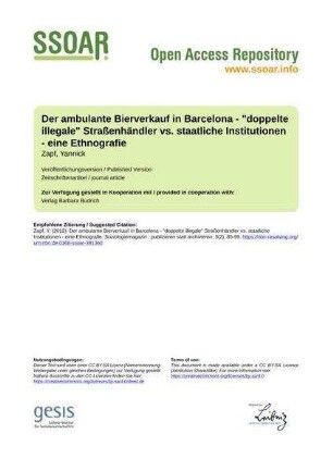 Der ambulante Bierverkauf in Barcelona - "doppelte illegale" Straßenhändler vs. staatliche Institutionen - eine Ethnografie