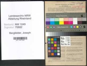 Entnazifizierung Joseph Bergfelder , geb. 12.01.1906 (Geistlicher)