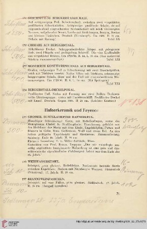 Hafnerkeramik und Fayence (Nr. 235-243)