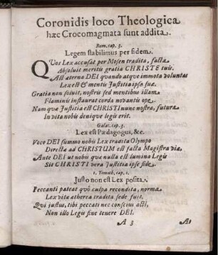 Coronidis loco Theologica haec Crocomagmata sunt addita