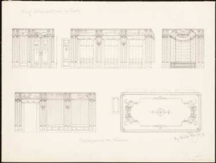 Schauspielhaus, Berlin Umbau: Wand- und Deckenansichten mit Dekorationsdetails des Empfangszimmer der Kaiserin 1:25