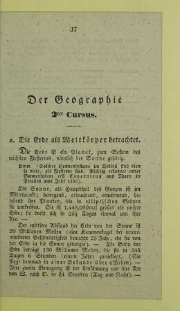 Der Geographie 2ter Cursus