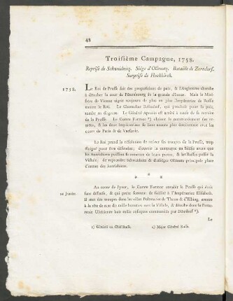 Troisième Campagne, 1758. Reprise de Schweidnitz. Siége d'Ollmutz. Bataille de Zorndorf. Surprise de Hochkirch.
