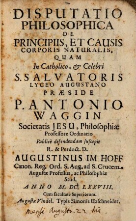 Disp. philos. de principiis et causis corporis naturalis
