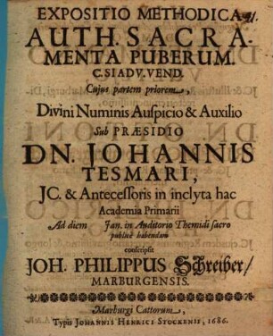 Exposito methodica Auth. sacramenta puberum : C. Si adv. vend.
