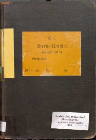 Sterberegister des Standesamtes Neubeckum von 1918 (Urkunden-Nr. 1-84), von 1919 (Urkunden-Nr. 1-69), von 1920 (Urkunden-Nr. 1-54), von 1921 (Urkunden-Nr. 1-45) und von 1922 (Urkunden-Nr. 1-51)