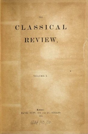 The classical review. 10. 1896