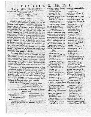 Enumeratio Plantarum in Hungaria sponte nascentium, quas in usum Botanicorum legit