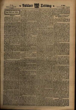 Vierte Ausgabe vom Samstag, den 02. April 1910.
