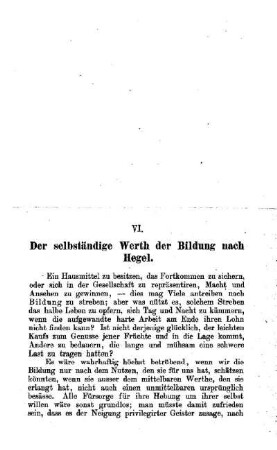 Der selbständige Wert der Bildung nach Hegel