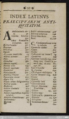 Index Latinus Praecipuarum Antiquitatum