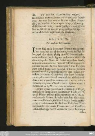 Caput V. De ordine literarum.