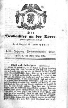 22. Stück, 29. Mai 1854
