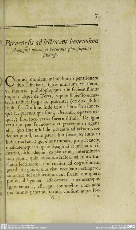 Paraenesis ad lectorem benevolum