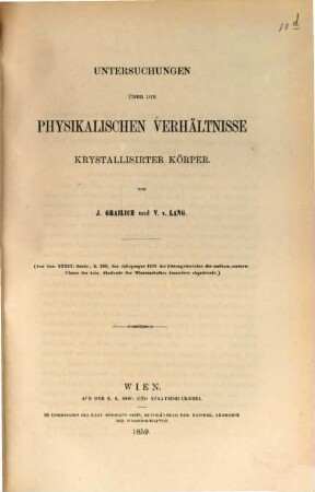 Mathem.-naturw. Classe : (Abhandlungen, besonders abgedruckt aus den Sitzungsberichten der k. Akad. der W.) In einem Bande, 10d