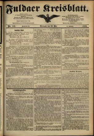 Ausgabe vom Mittwoch, den 26. Mai 1909.