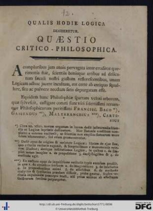 Qualis Hodie Logica Desideretur. Quaestio Critico-Philosophica.