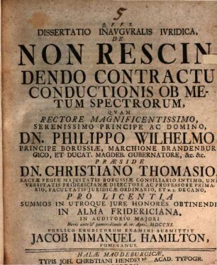 Diss. inaug. iur. de non rescindendo contractu conductionis ob metum spectrorum