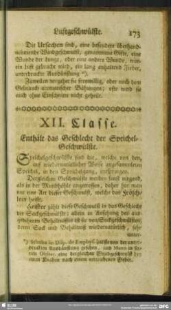 XII. Classe. Enthält das Geschlecht der Speichel-Geschwülste