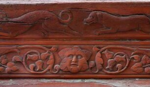 Frankreich. Bretagne. Morbihan. Josselin. Detail von Fachwerkhaus