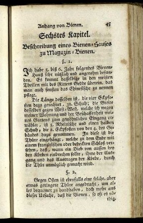 Sechstes Kapitel. Beschreibung eines Bienen-Hauses zu Magazin-Bienen.