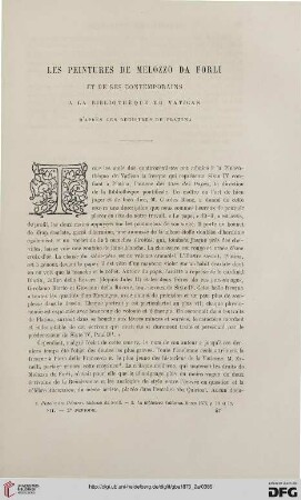 2. Pér. 12.1875: Les peintures de Melozzo da Forli et de ses contemporains à la bibliothèque du Vatican d'après les registres de Platina