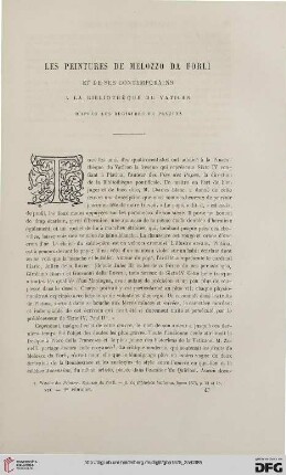 2. Pér. 12.1875: Les peintures de Melozzo da Forli et de ses contemporains à la bibliothèque du Vatican d'après les registres de Platina