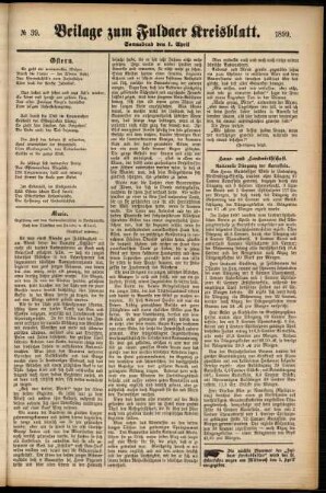 Zweite Ausgabe vom Samstag, den 01. April 1899.