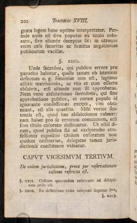 202-212, Caput Vigesimum Tertium. De eadem jurisdictione, prout per reservationem casuum restricta est.