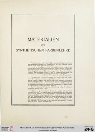 Materialien zur synthetischen Farbenlehre