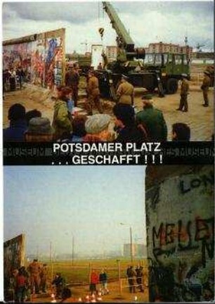 Postkarte zur Öffnung der Berliner Mauer am Potsdamer Platz