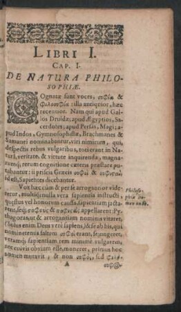 Cap. I. De Natura Philosophiae.