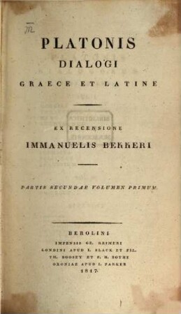 Platonis Dialogi Graece et Latine, 2,1