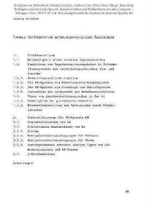 Formale Repräsentation natürlichsprachlicher Äußerungen