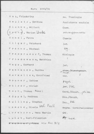 Kurs 1973/74
