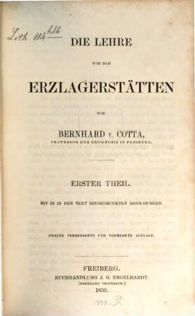 Die Lehre von den Erzlagerstätten, 1
