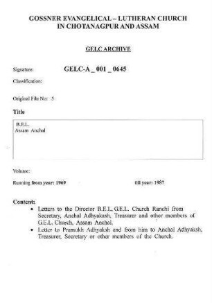 B.E.L. - Assam Anchal