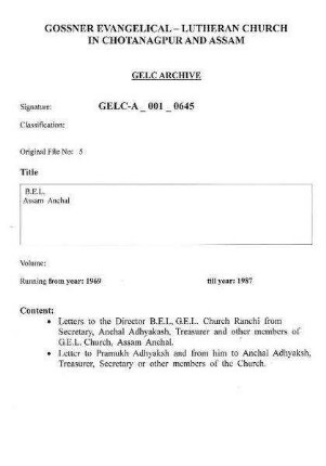 B.E.L. - Assam Anchal
