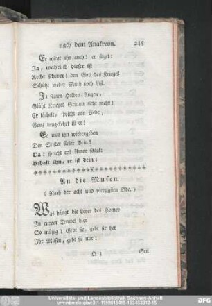 An die Musen. (Nach der acht und vierzigsten Ode.)