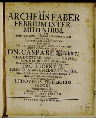 Archeus Faber Febrium Intermittentium