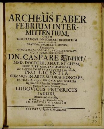Archeus Faber Febrium Intermittentium