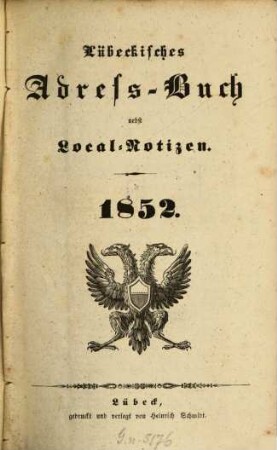 Lübeckisches Adressbuch. 1852, 1852